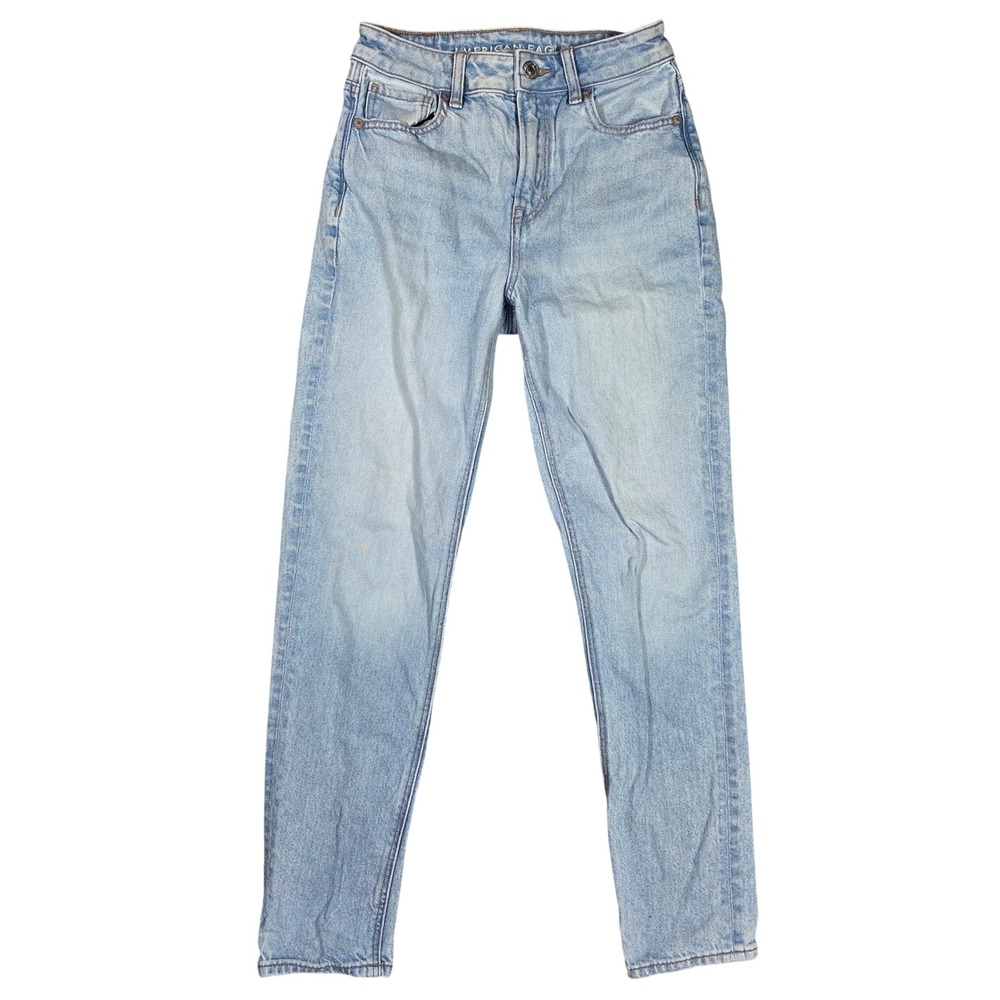 American Eagle Womens 00 Short Light Wash Strigid High Rise Mom Jeans Denim